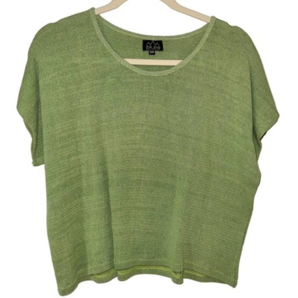 ZIG ZAG Green Short Sleeve Sweater Small/Medium